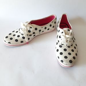 Kate Spade black and white pink polka dot Keds sneakers